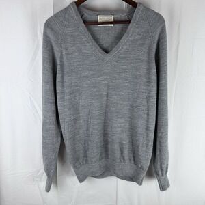 VTG‎ Lord Jeff V Neck Sweater Mens Medium Gray 100% Dupont Orlon Made in USA